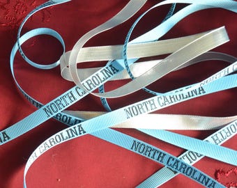 Vintage Grosgrain Ribbon: North Carolina Turquoise or Silver Metallic - USA Made