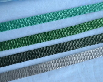 1/2" Nylon Webbing: Teal, Green, Forrest Green - Standard Weight