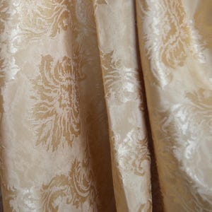 Vintage Gold Damask Fabric: Two-Tone Floral Leaf, 56&quot; Wide