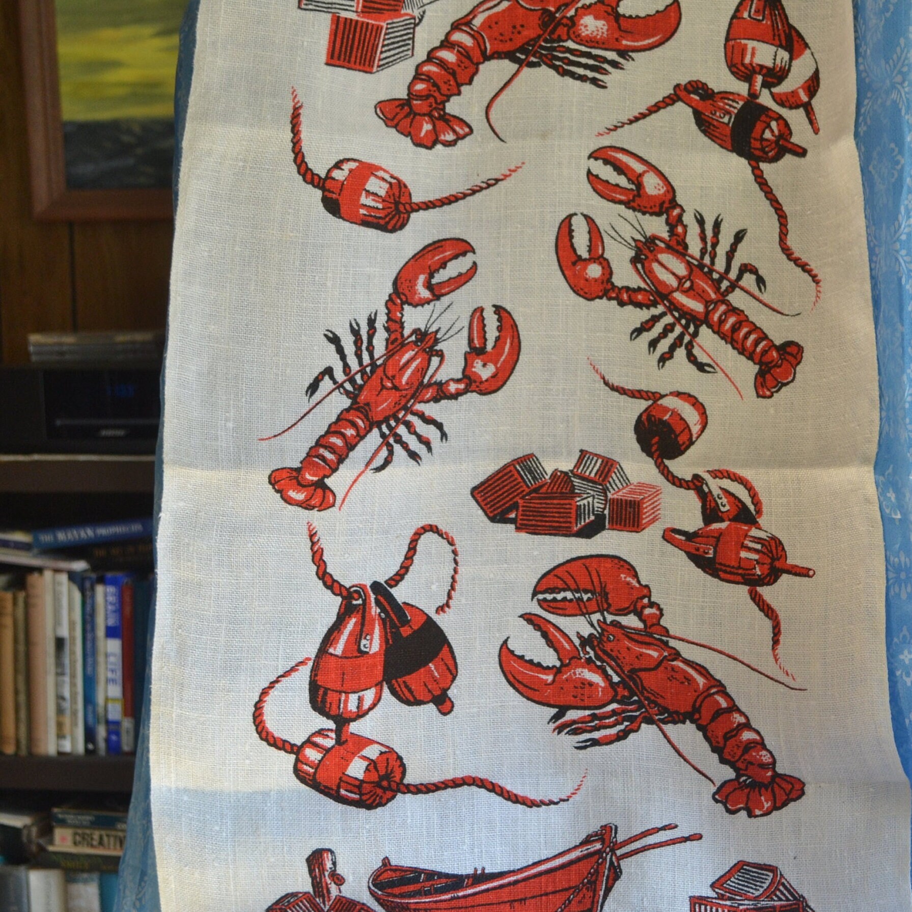 Lobster Tea and Hand Kitchen Towel. Like New Linen Vintage and