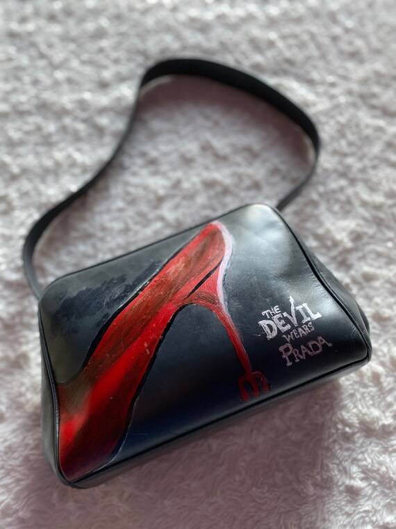 Hand painted Vintage Designer Prada Handbag - image 5