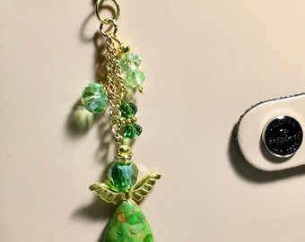 APC004 Golden Green Mosaic Angel Planner Charm