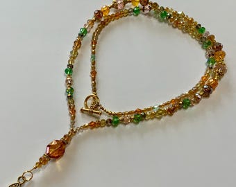 Cordón con cuentas de cristales brillantes: porta credencial de cristal en tonos tierra, cordón multicolor, cordón para credencial, idea de regalo para un crucero