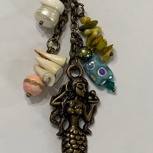 CHR006 Antique Gold Standing Mermaid  Planner Charm, TN charm and Bag Charm