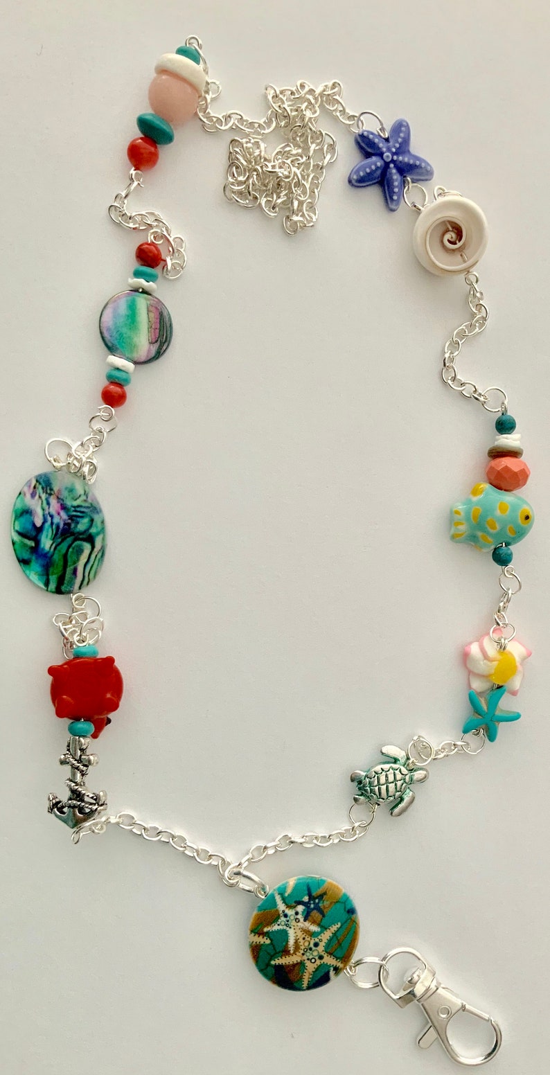 Sea Shells Chain Lanyard Red Turtle Starfish NSC008 Hawaiian Anchor