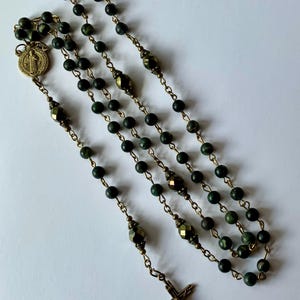 LCR2429 Antique Bronze Saint Benedict Dark Blue  Beads  Rosary Gemstones Rosary Devotional Rosary Catholic  Rosary Gift Mom