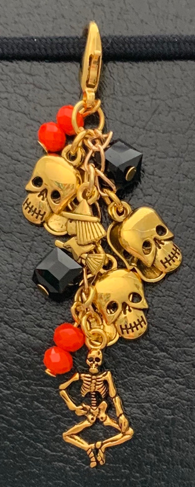 Skull and Witch Planner Charm Journal Charm and Bag Charm TN charm APC2006 Gold Halloween Skeleton