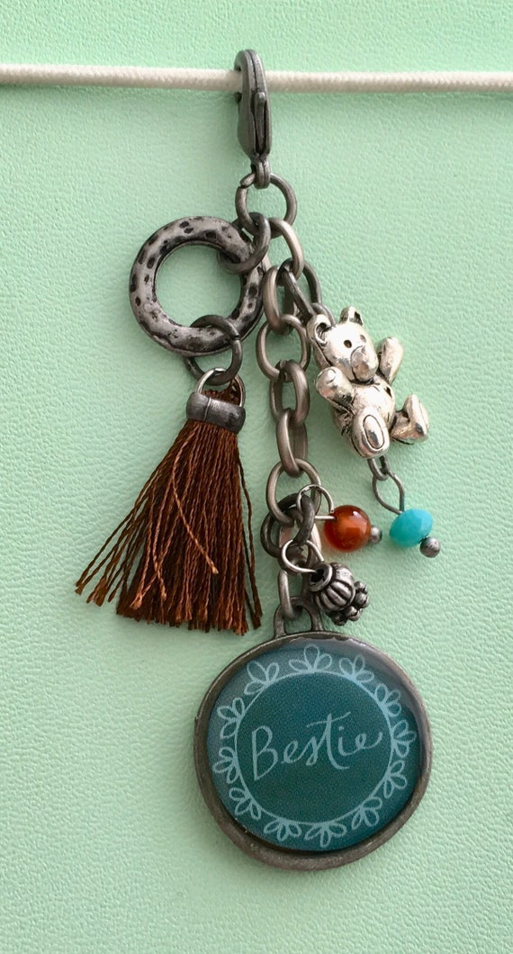 APC110 Antique Silver Finish Friends Forever with Tassel and Teddy Bear PlannerTN Charm