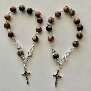 4RBR203 Jasper Rozenkrans Armband, Sint-Benedictus Rozenkrans Armband, Devotionele Rozenkrans Armband, Rozenkrans Armband, Rozenkrans Armband Cadeau