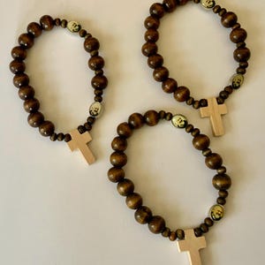 WRB2406.2 Brown Wooden Padre Pio  Rosary Bracelet  Devotional Bracelet Wooden Rosary Bracelet Padre Pio Catholic Bracelet  Rosary  Gift Idea