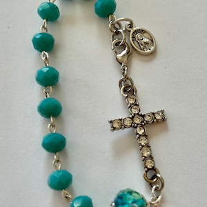 19RBG251 Frost Aqua Blue St. Jude Rosary Bracelet, Saint Jude Rosary Bracelet, Devotional Rosary Bracelet, Rosary Bracelet, Rosary gift