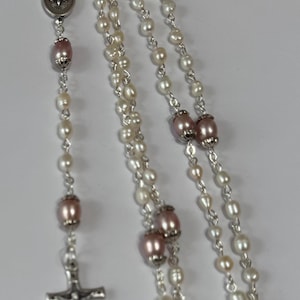 LCR2503.3 Freshwater Potato Pearls  Holy Spirit and  Holy Family  Rosary  Catholic Rosary Devotional Rosary Mother  Gift Rosary Gift Idea