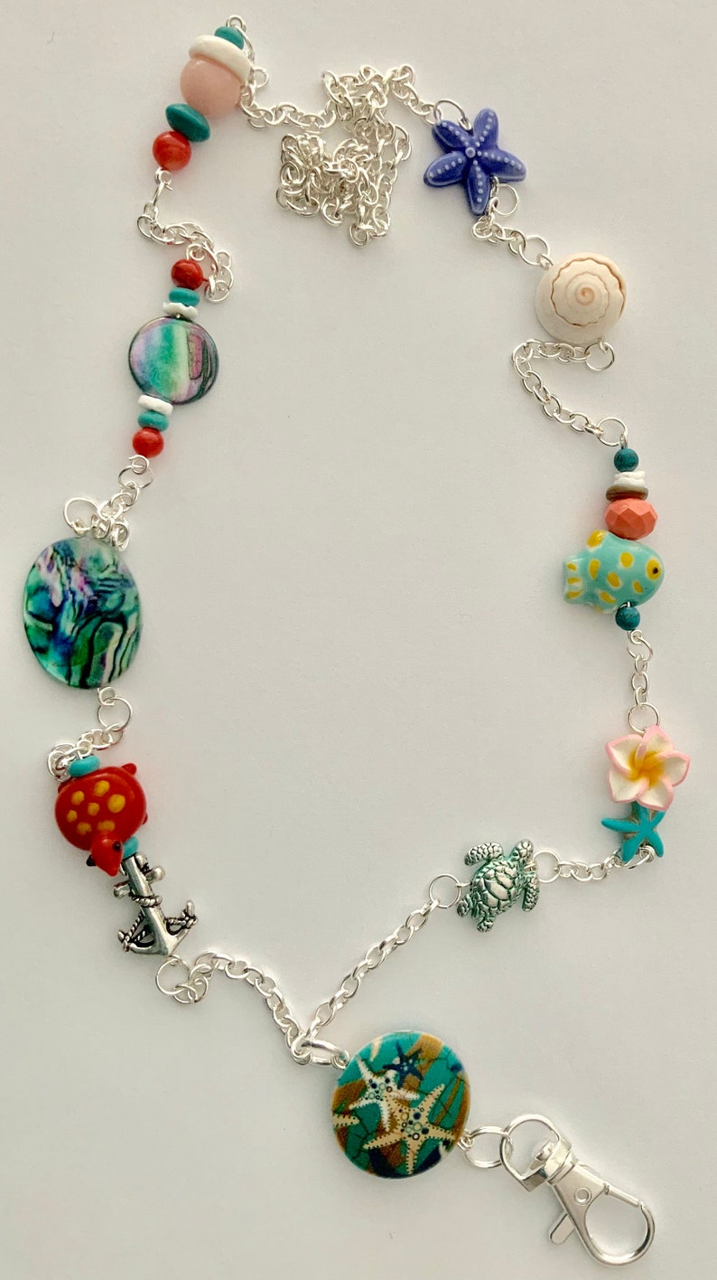 Sea Shells Chain Lanyard Red Turtle Starfish NSC008 Hawaiian Anchor
