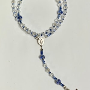 27RBG240  Blue and Crystal Miraculous Medal Rosary, Miraculous Medal Rosary, Devotional Rosary, Devotion Rosary, Catholic Rosary, Rosary