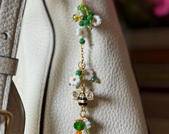 2 Stück Ozean-Motive Taschenanhänger - Goldene Muschel & Perlen Ketten