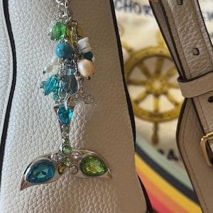 BAG2510 Ocean Theme Bag,Blue and Green Mermaid Tail Bag Charm, Purse Accessory Purse Charm Bag Mermaid Charm Bag Purse Accessory gift Ideas