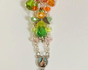 Saint Therese Rosary Keychain: Saint Therese Rosary Charm Rosary Bag Charm/Accessory Our Lady, Cellphone Charm Catholic Rosary Charm
