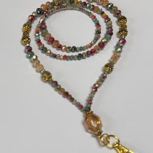 BDL2505 Earth Tone Lanyard, ID Badge Lanyard ID Badge Holder Lanyard Teacher Lanyard  Beaded Lanyard Gift for mom Coworker Holiday Gift