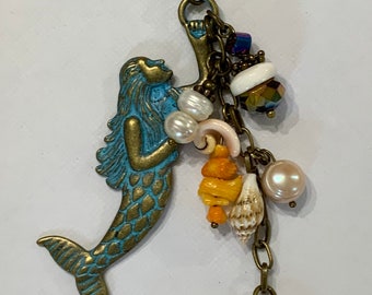 CHR001 Antique Gold Hanging Mermaid  Planner Charm, TN charm and Bag Charm