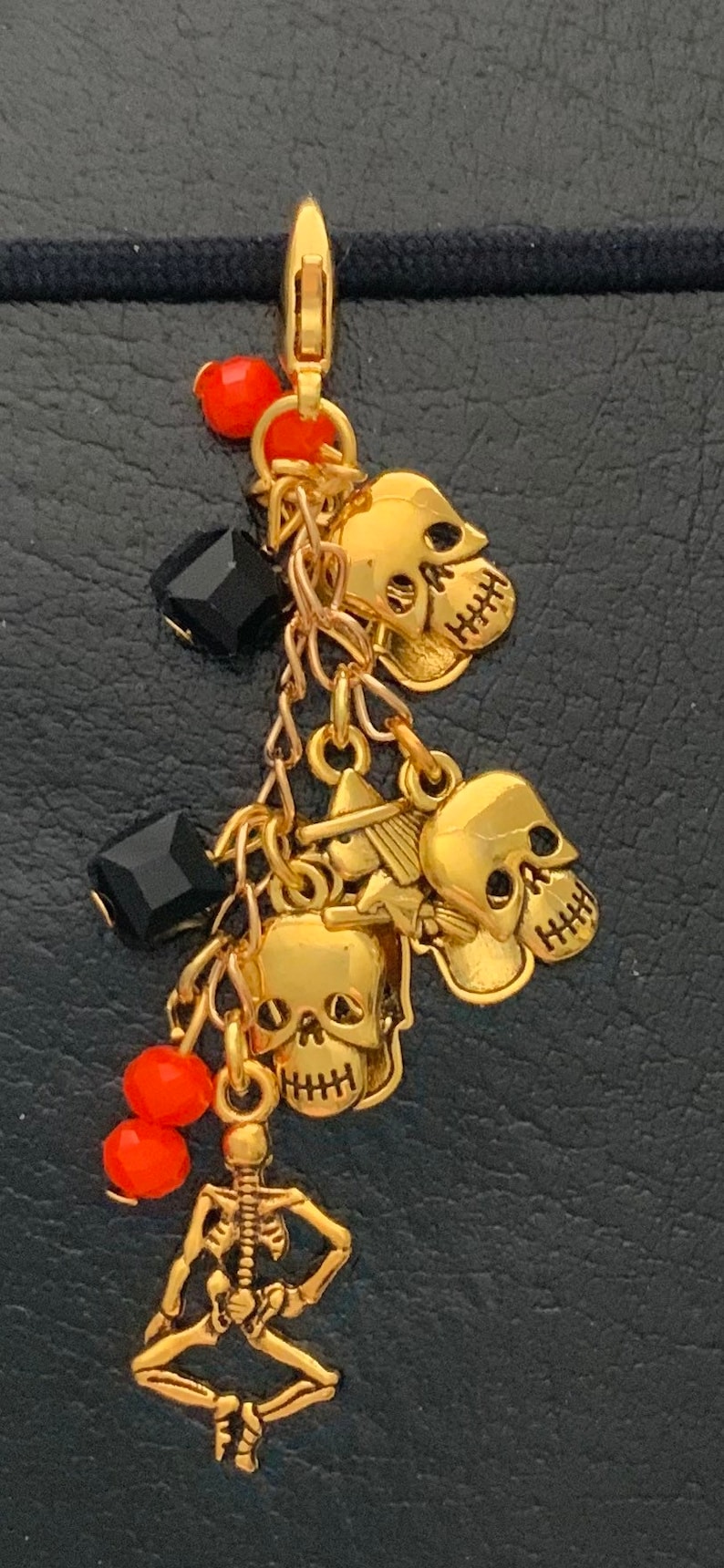 Skull and Witch Planner Charm Journal Charm and Bag Charm TN charm APC2006 Gold Halloween Skeleton