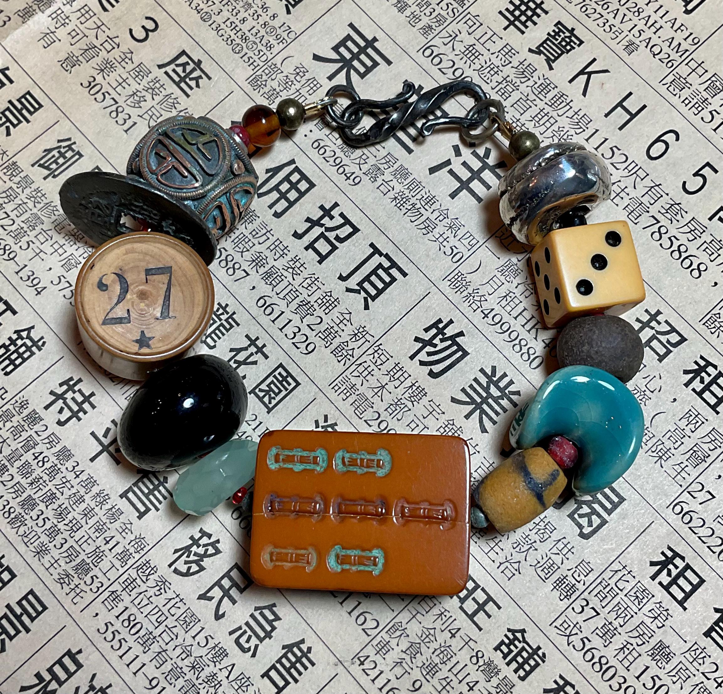 Vintage Trade Bead / Mahjong Game Piece Bracelet - Etsy
