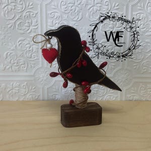 Primitive country decor / Primitive crow / Tiered tray decor /Room decor / Shelf Sitter/Farmhouse Decor / Raven home decor