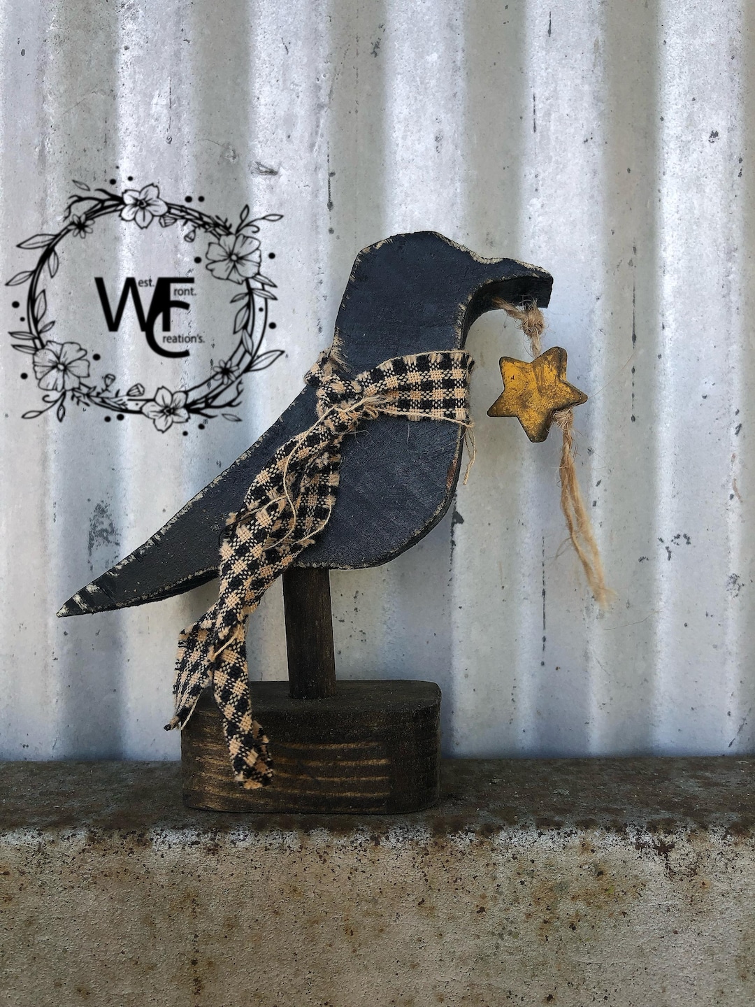 Primitive Country Farmhouse Decor, Primitive Crow / Tray Decor /room ...