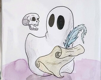 OR020E- Ghost Boo - Shakespear Spirit Purple - Original Illustration