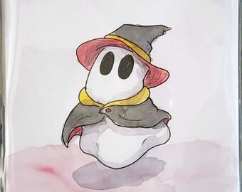 OR012D- Ghost Boo - Witch Spirit Red Yellow - Original Illustration