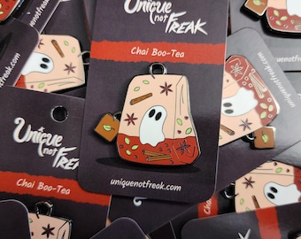 223 - Chai Boo Tea Ghost Enamel Pin - Halloween Fall Accessory