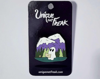 254 - Hiking Ghost | Mountainscape | Hard Enamel Pin | Adventure