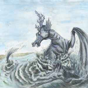 138 - Hippocampus Mythical Creature, Fantasy Art Print