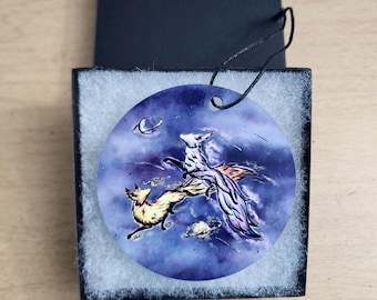 186 - Unique Holiday Ornaments - Playful Foxes in the Stars