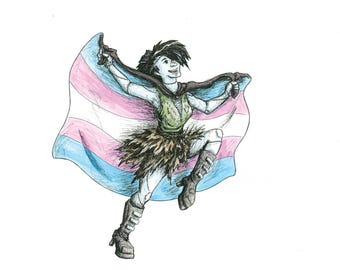 229 - Pride Monsters Transgender Fem-Frankenstein Horror Fantasy LGBTQ Art Print