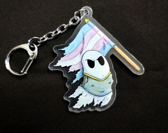 232 - Transgender Pride Ghost Acrylic Keychain - Warrior Boo