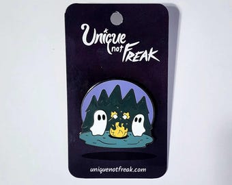 255 - Hiking Campfire S'mores | Cute Ghosts Camping | Hard Enamel