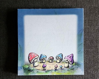 225 - Sticky Notes Mushroom Fairy Ring Garden Stationery - 3x3 - 50 Pages