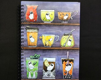 227 - Cute World Boo Teas A5 Notebook - Spooky Tea Lover