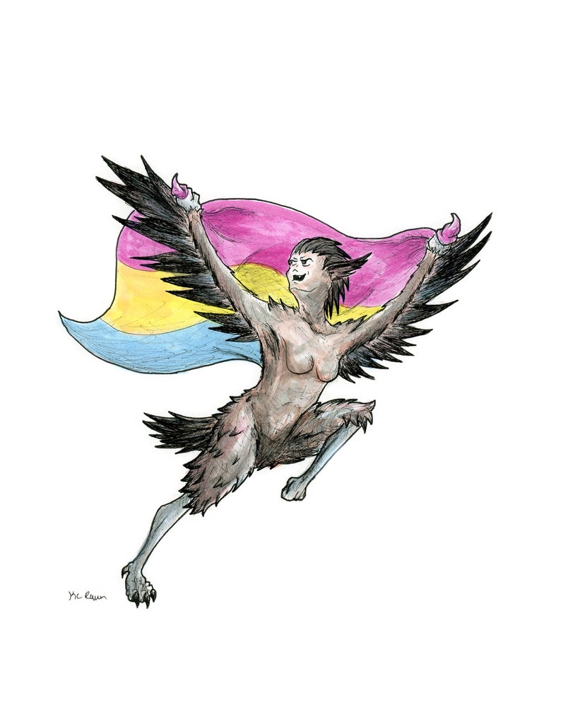 129 Monster Pride Pansexual Harpy Horror Fantasy Art Print image 1