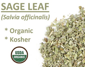 Organic SAGE LEAF - Salvia officinalis herb spice, dried herbs spices tea, kosher, certified, Non-GMO