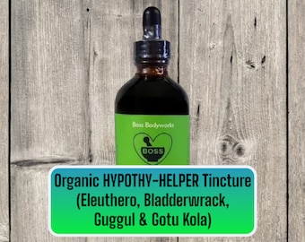 Organic HYPOTHY-HELPER Tincture: Gotu Kola, Bladderwrack, Eleuthero, Guggul Gum, Herbal Extract