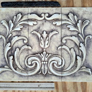 Backsplash 'Mural' Keramikfliese oder dekoratives Mittelstück, 14,25 x 20 "handgepresst, Warm Cobblestone Steinwaschglasur