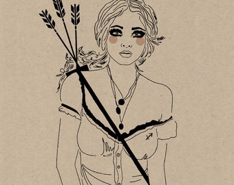 Sagittarius Print, The Archer, Modern Zodiac, Astrology, Spirituality, Typography, Fire Sign, (Nov 22-Dec 21)