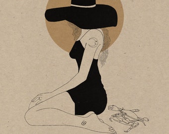 Cancer Print, The Crab, Modern Zodiac Art, Astrology, Spirituality, Typography, Water Sign, (Jun 21-Jul 22)