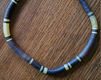 Vintage Heishi Bead Choker: African Vinyl Disc Necklace