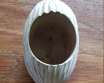 Vintage unique nut cracker carved wood, metal screw and bone handle super neat