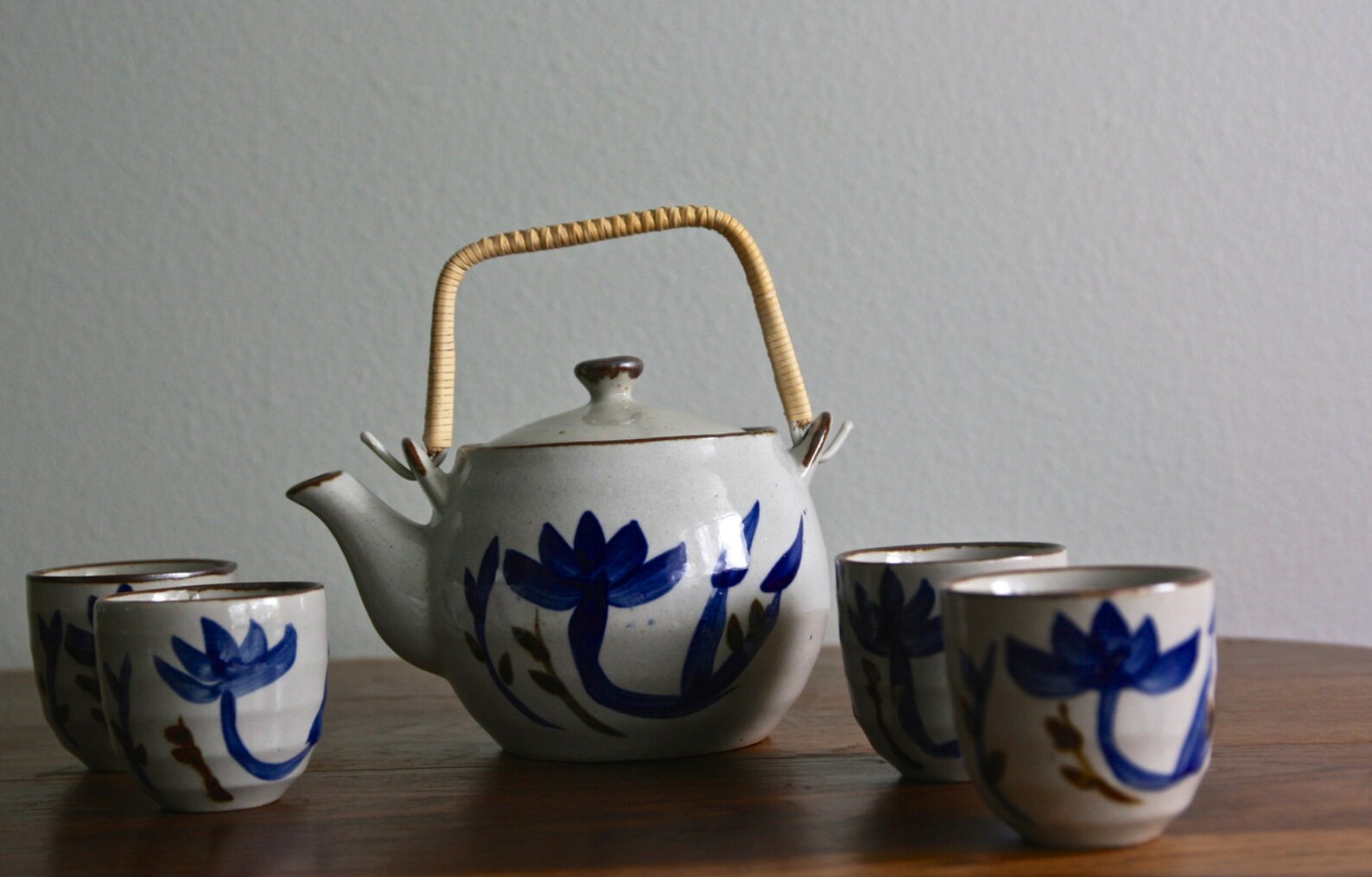 Vintage Ceramic Tea Set With 4 Cups Etsy