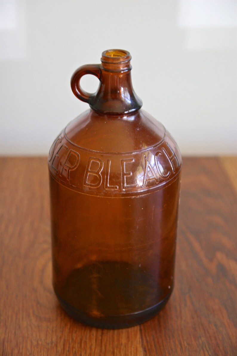 Vintage collectable Amber glass bottle Roman Cleanser Bleach Etsy