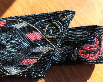 Vintage Christian Dior Beaded Obi Belt: Floral Design, Small-Medium