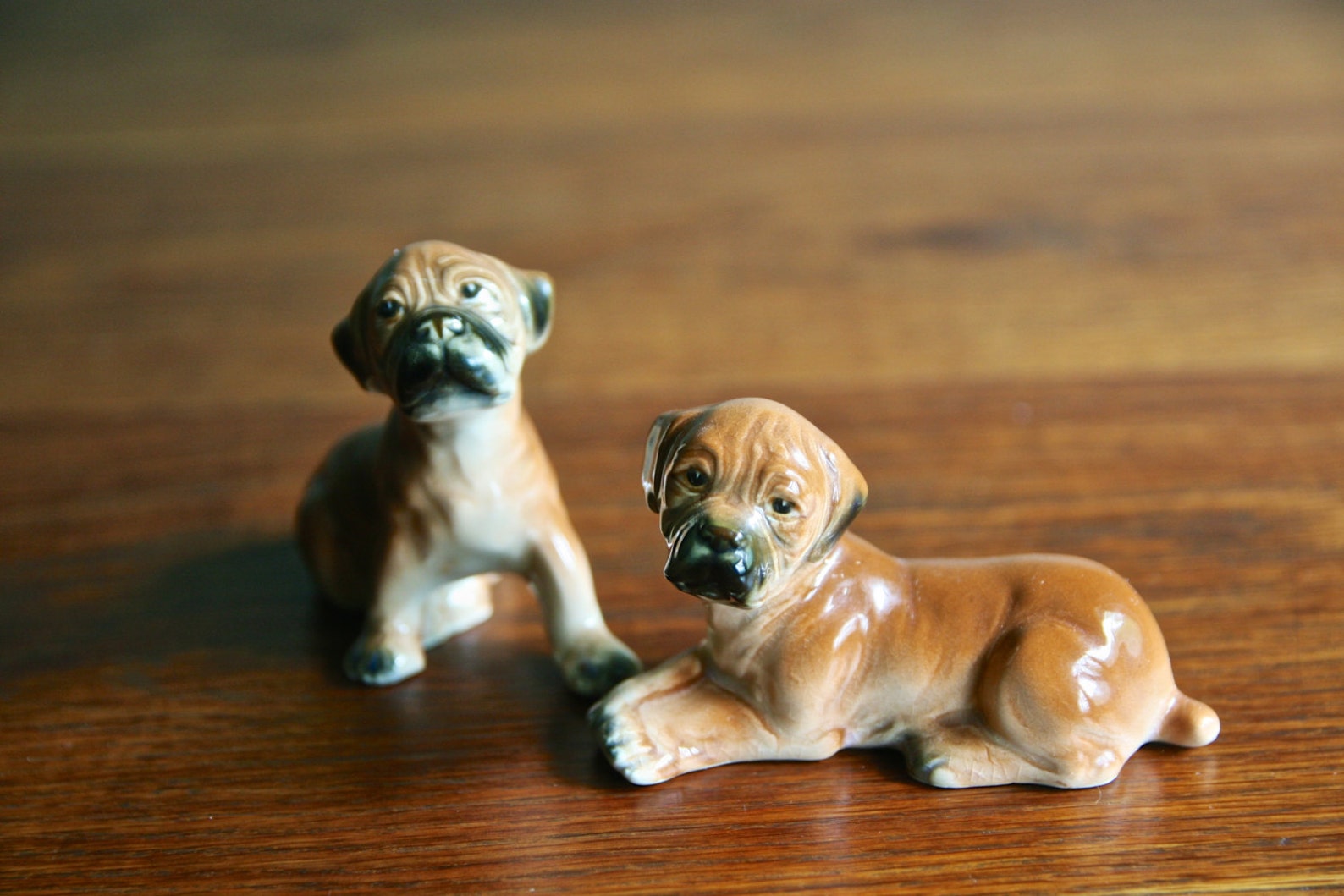 Vintage MCM Hand Painted Pair of Miniature Boxer Puppy Figurines Etsy